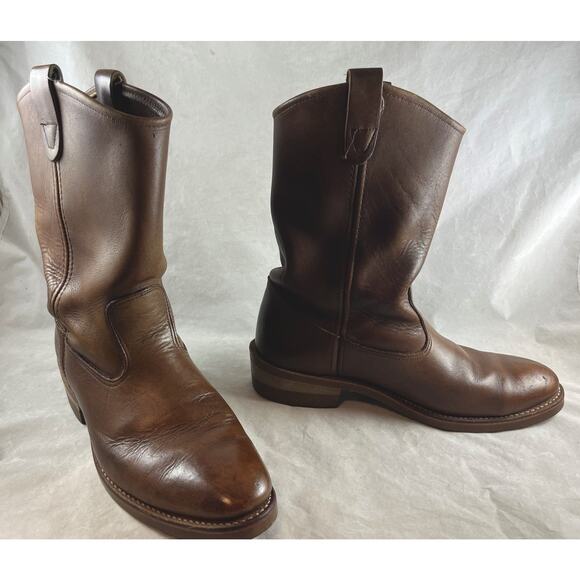 Double H Brown Leather Boots Mens Size 9 EE Wide - Picture 1 of 13